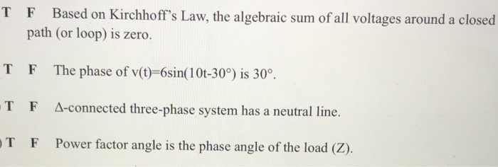 Solved T F Based On Kirchhoff S Law The Algebraic Sum Of Chegg Com