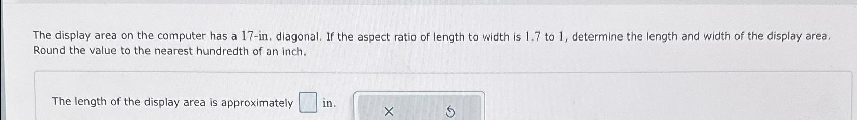 Solved The display area on the computer has a 17 -in. | Chegg.com