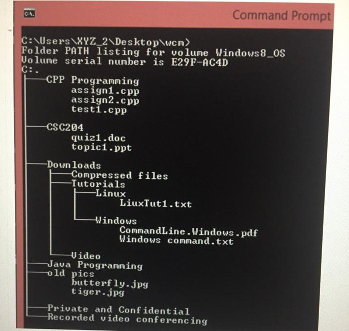 Solved Command Prompt C C Users Xyz 2 Desktop Wen Fo Chegg Com