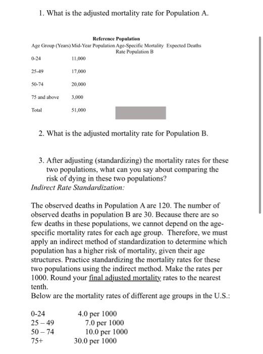 Solved Population A Has A Crude Death Rate Of 17 4 Per 1000 Chegg