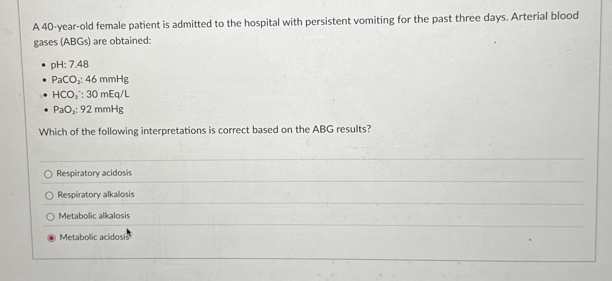 Solved A 40-year-old female patient is admitted to the | Chegg.com