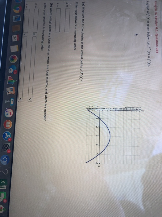 Chapter 6, Section 6.1, Question 034 A graph of f(x) | Chegg.com