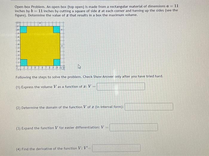 Solved Open-box Problem. An open-box (top open) is made from | Chegg.com