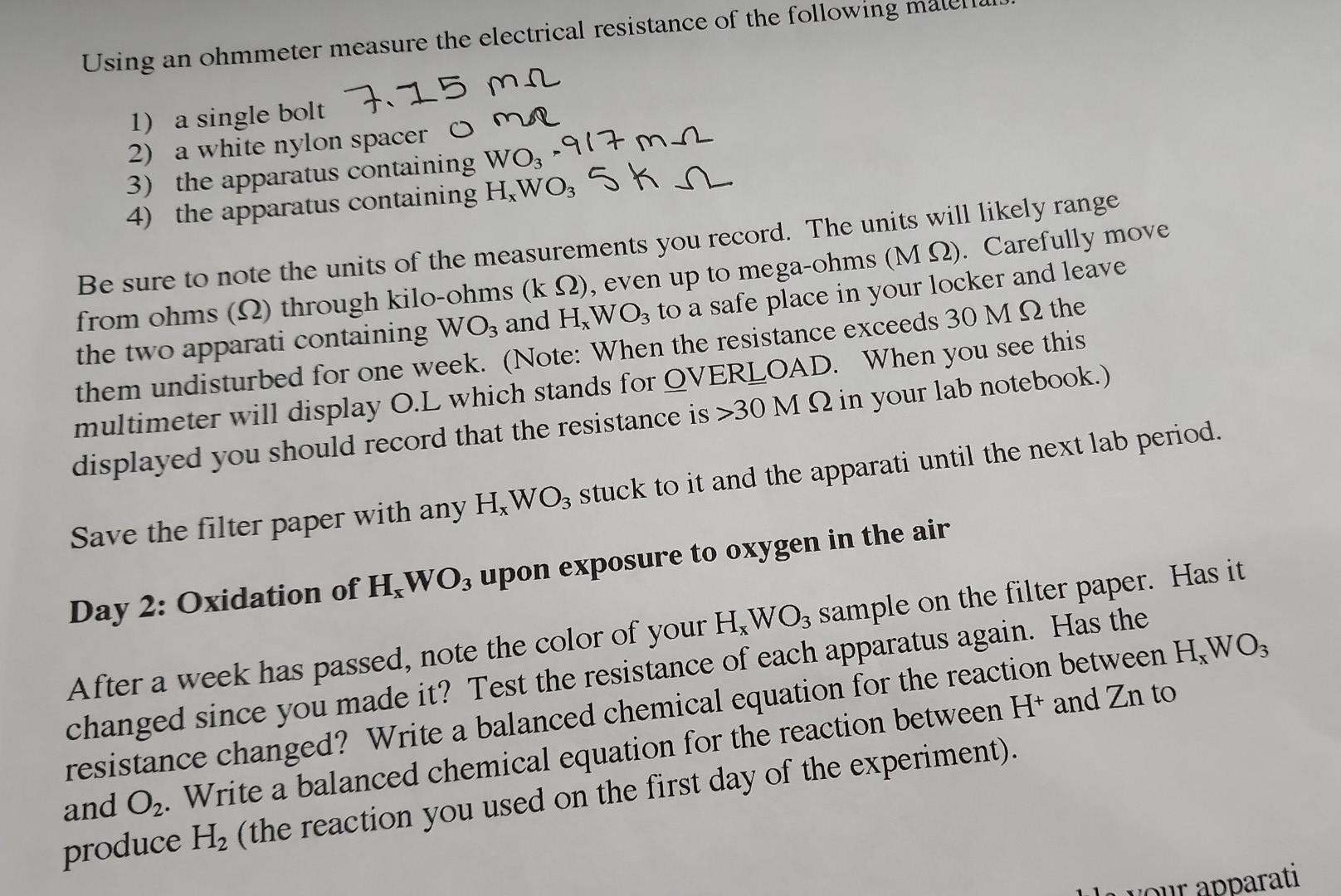 Using an ohmmeter measure the electrical resistance | Chegg.com