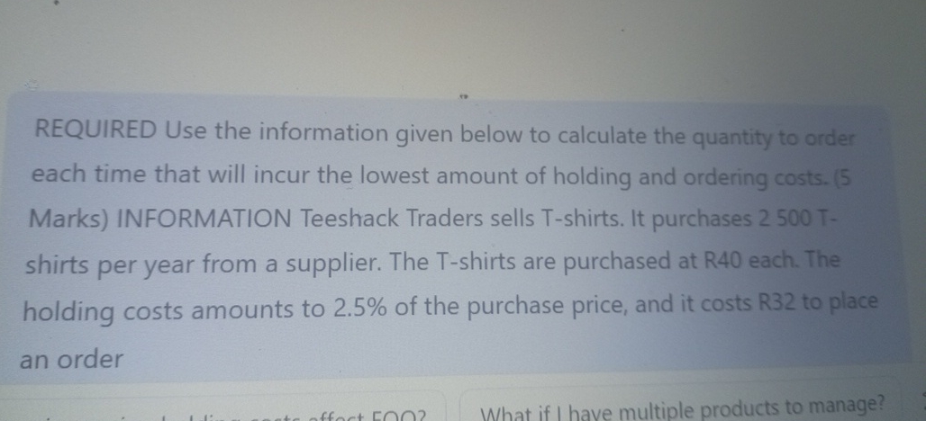 Solved REQUIRED Use the information given below to calculate | Chegg.com