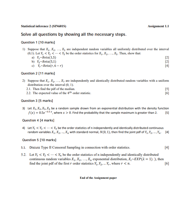 Solved 1) Suppose that X1,X2,…,X5 are independent random | Chegg.com