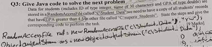 Solved Q3: Give Java code to solve the next problem Data for | Chegg.com
