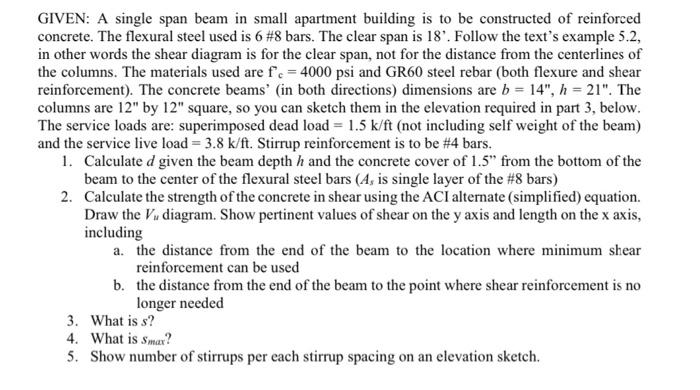 Solved GIVEN: A single span beam in small apartment building | Chegg.com