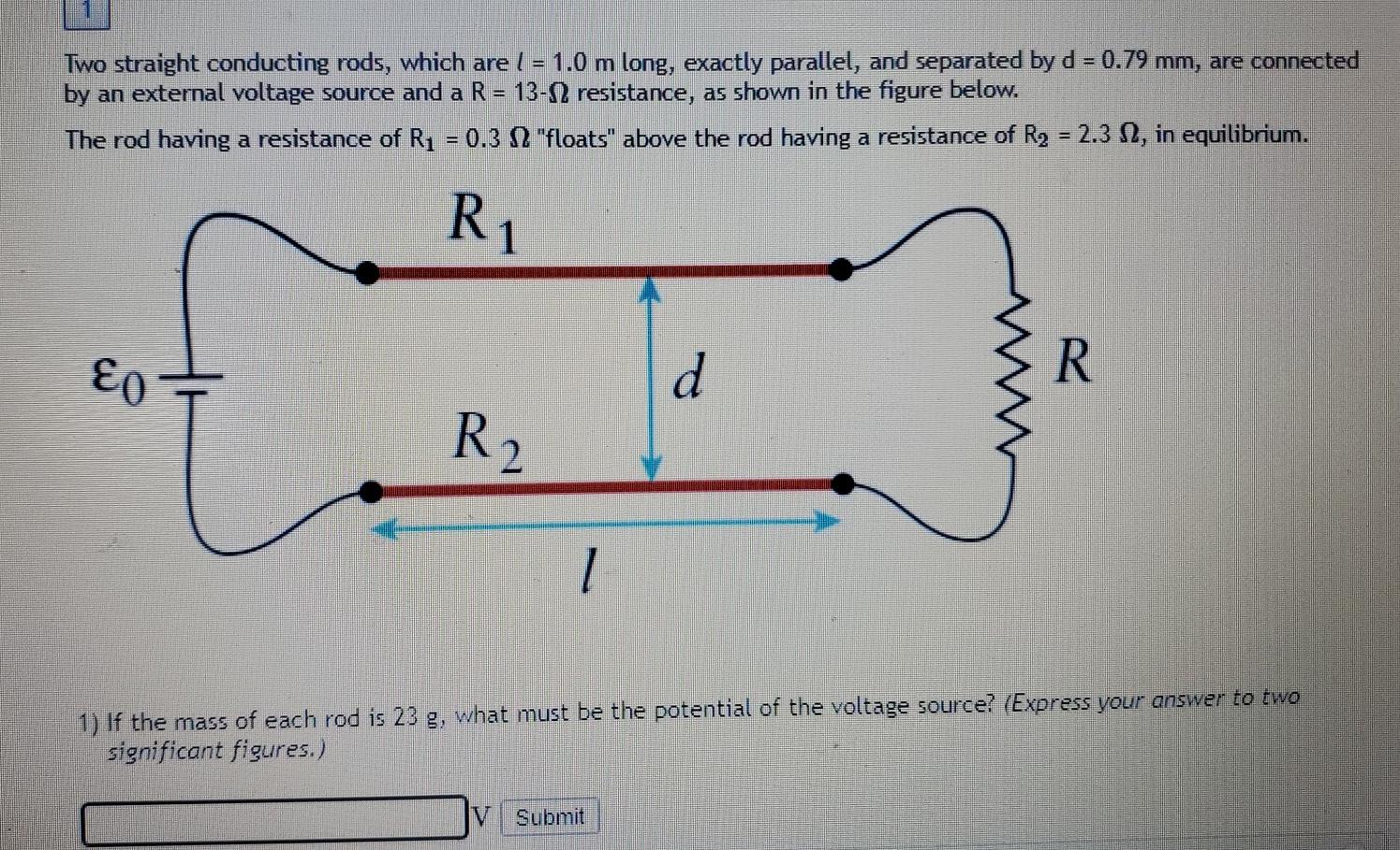 Solved Two straight conducting rods, which are l = 1.0 m | Chegg.com