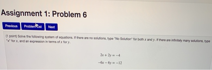 Solved Assignment 1: Problem 6 Previous Problemizist Next (1 | Chegg.com
