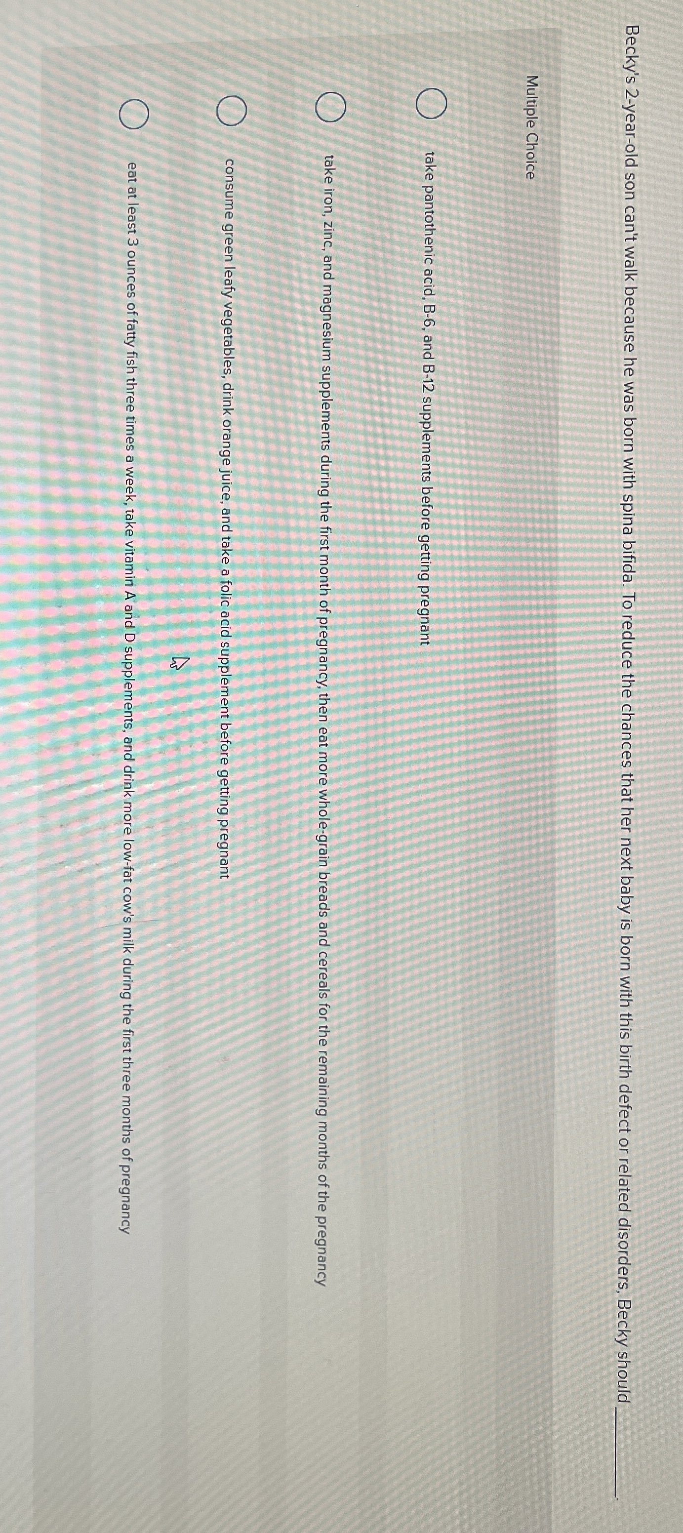 Solved Becky's 2yearold son can't walk because he was born