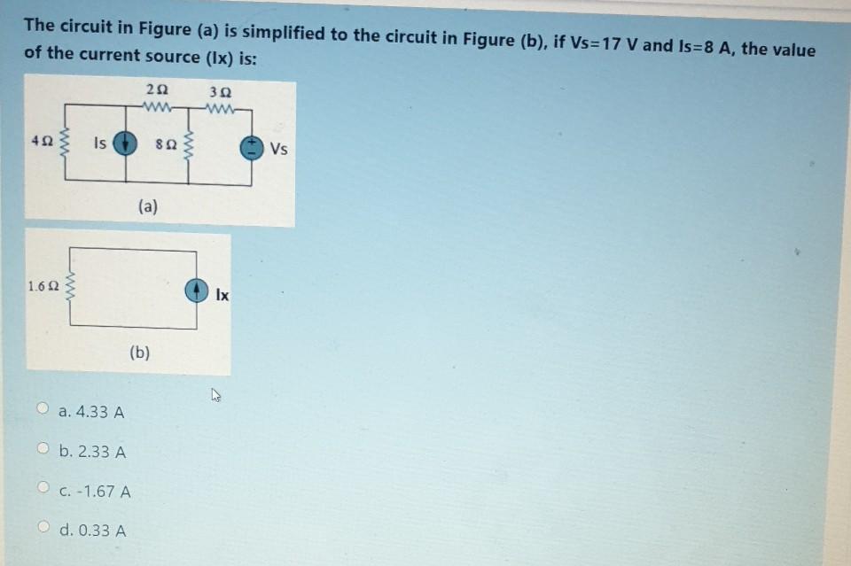 Solved The circuit in Figure (a) is simplified to the | Chegg.com