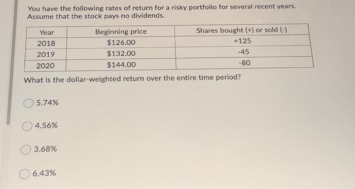 Solved You Have The Following Rates Of Return For A Risky 0149