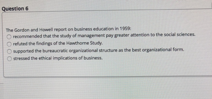 the gordon and howell report on business education in 1959