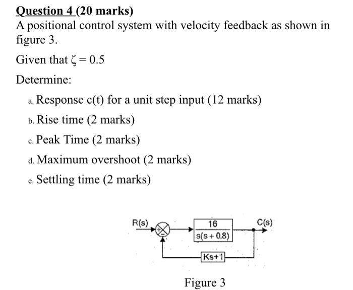 Solved Question 4 Marks A Positional Control System Chegg Com