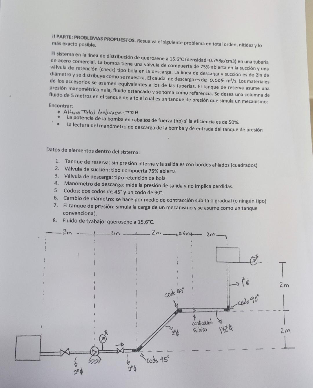 II PARTE: PROBLEMAS PROPUESTOS. Resuelva el siguiente problema en total orden, nitidez y lo más exacto posible. El sistema en