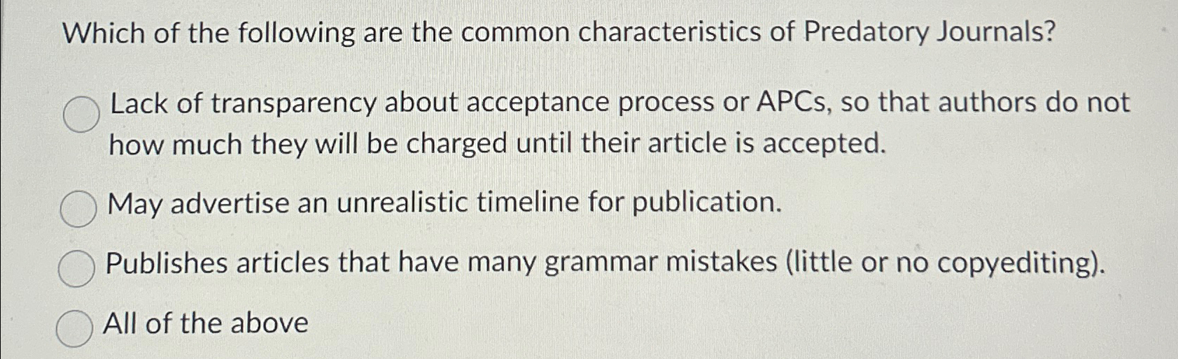 Solved Which of the following are the common characteristics | Chegg.com