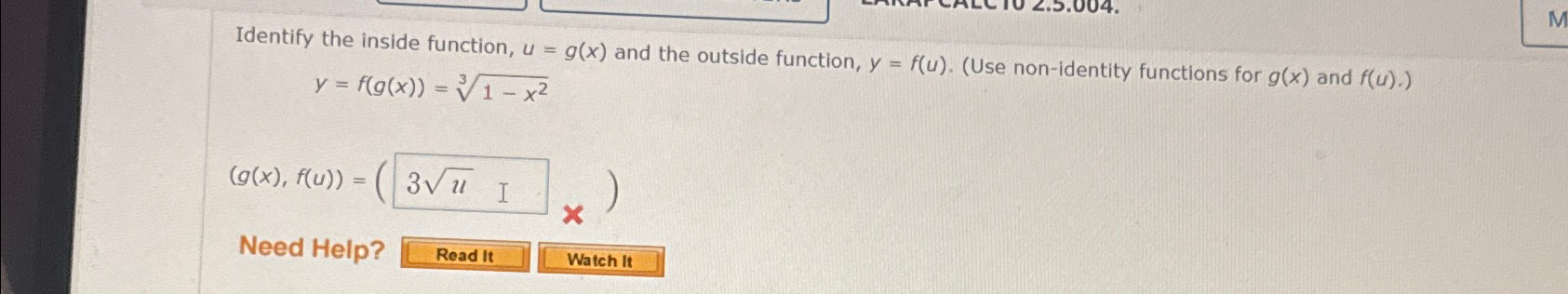 Solved Identify the inside function, u=g(x) ﻿and the outside | Chegg.com
