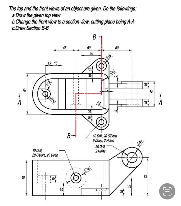 Solved The top and the front views of an object are given. | Chegg.com