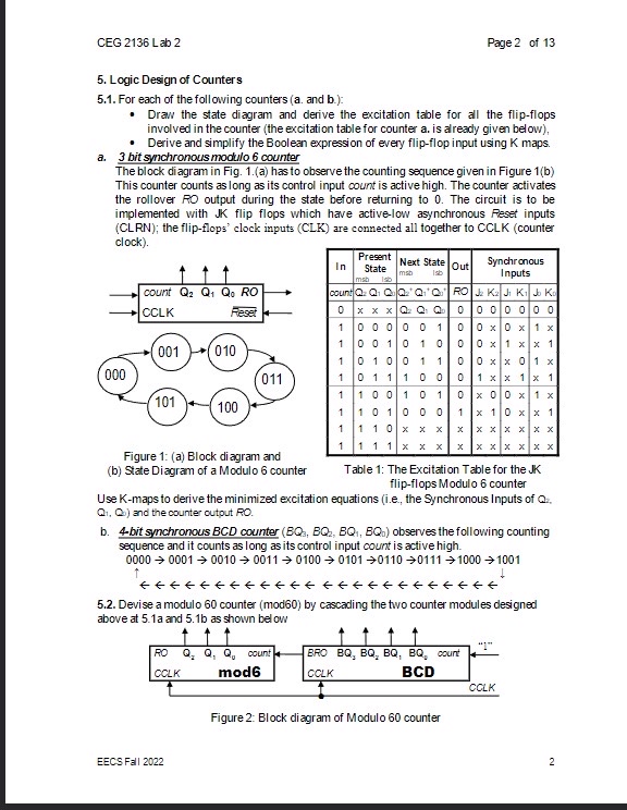 Solved Logic Design of Counters5.1. ﻿For each of the | Chegg.com