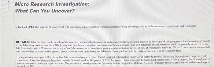 Solved Micro Research Investigation: What Can You Uncover? | Chegg.com