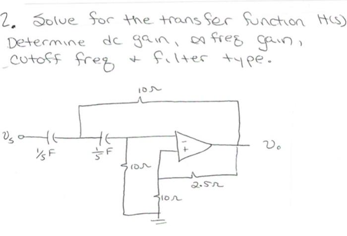 Solved 2. Solue for the transfer function HiS) Determine de | Chegg.com
