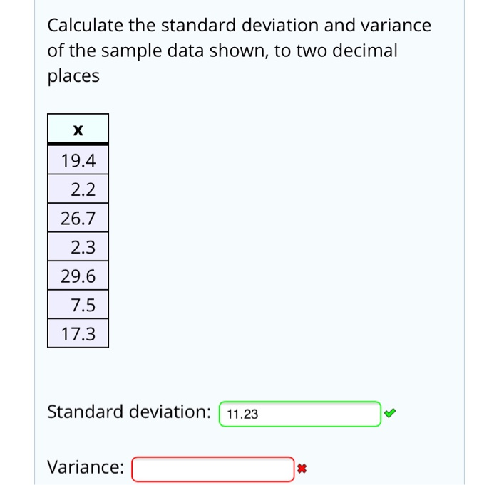 Solved Calculate the standard deviation and variance of the | Chegg.com
