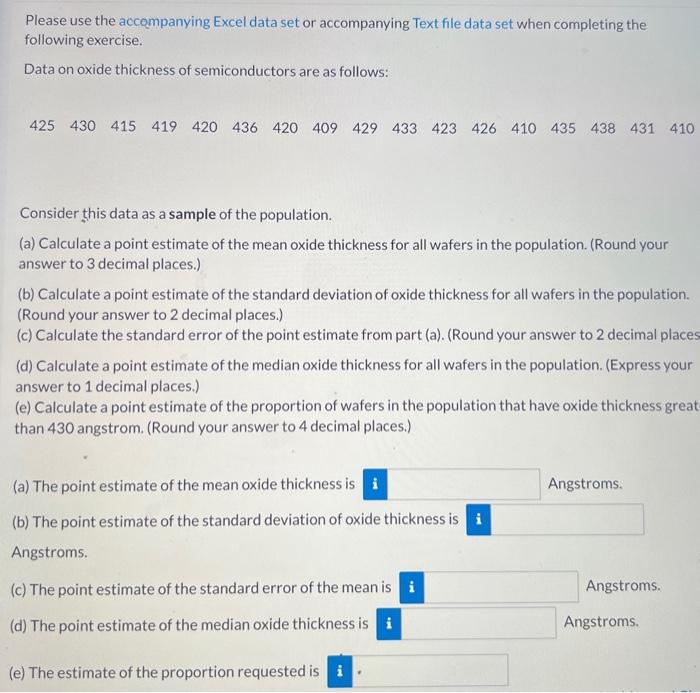 Solved Please use the accompanying Excel data set or | Chegg.com