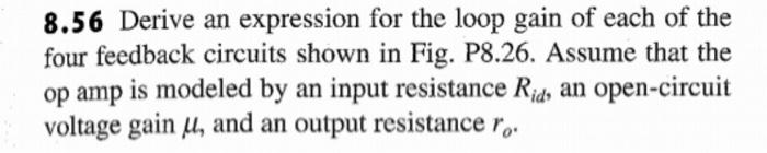 Solved 8.56 Derive an expression for the loop gain of each | Chegg.com