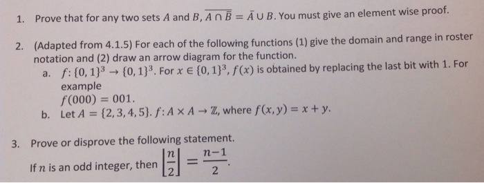 Solved 1. Prove That For Any Two Sets A And B, A B = AU B. | Chegg.com