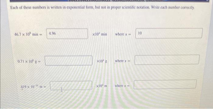 Solved Each of these numbers is written in exponential form, | Chegg.com
