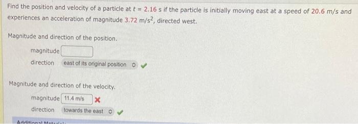 Solved Find the position and velocity of a particle at | Chegg.com