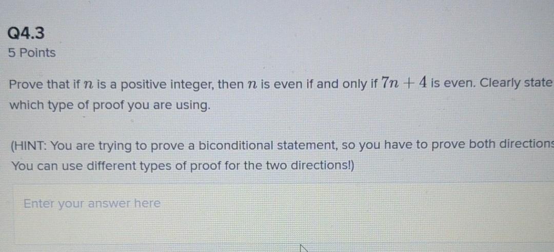 Solved Prove that if n is a positive integer, then n is even | Chegg.com