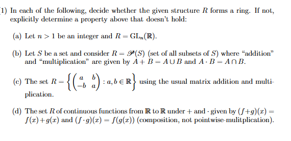 Solved In ﻿each of ﻿the following, decide whether the given | Chegg.com