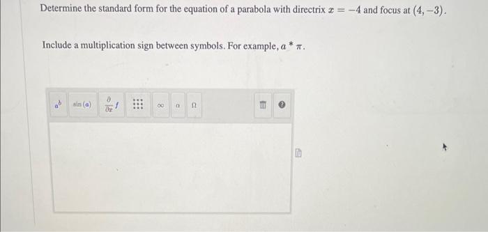 Solved Determine the standard form for the equation of the | Chegg.com