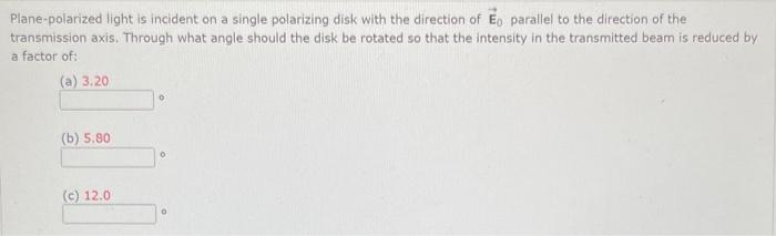 Solved Plane-polarized light is incident on a single | Chegg.com