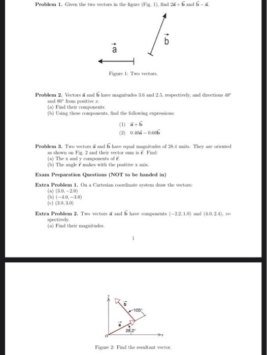 Solved Problem 1. Given the two vectors in the figire (Fig- | Chegg.com
