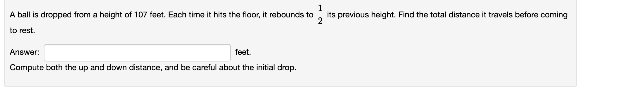 Solved A ball is dropped from a height of 107 ﻿feet. Each | Chegg.com