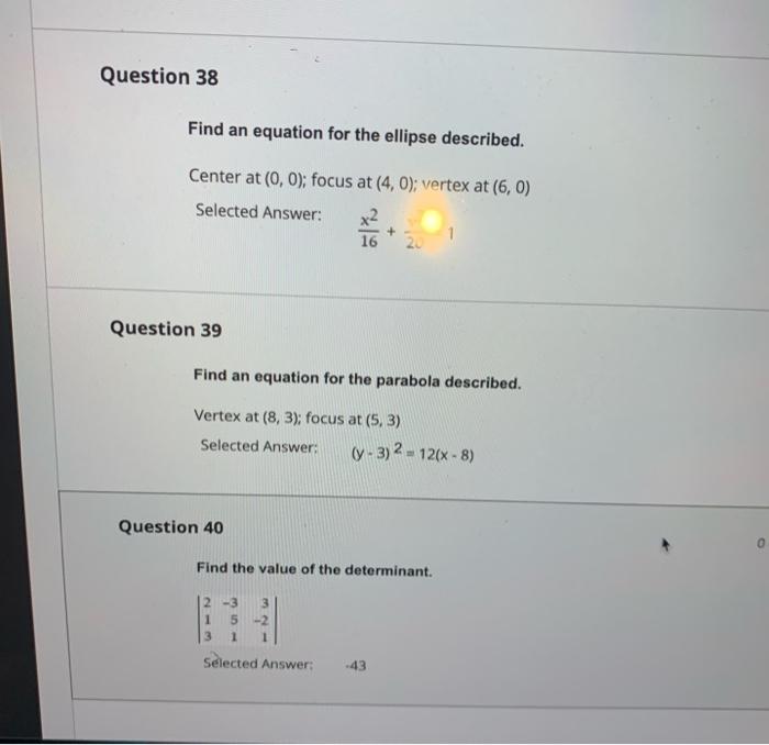 Solved Find an equation for the ellipse described. Center at | Chegg.com
