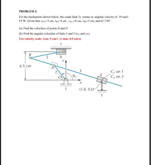 Solved PROBLEM 2: For The Mechanism Shown Below, The Crank | Chegg.com