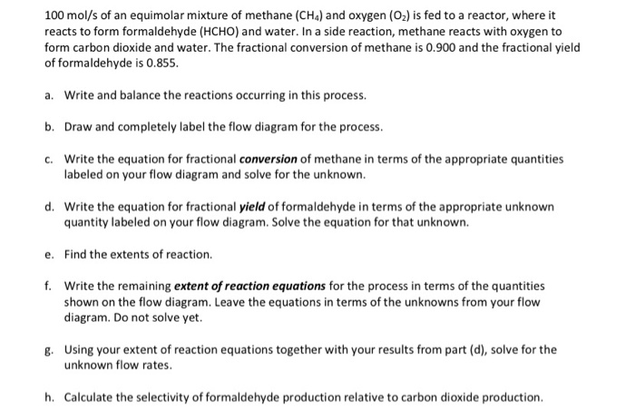 Solved Mol S Of An Equimolar Mixture Of Methane Ch And Chegg Com