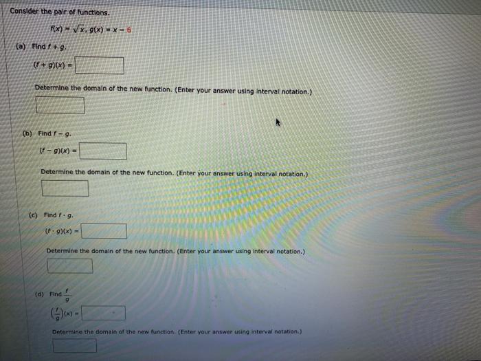 Solved Consider the pair of functions. Rx) Vx. g(x) = x-6 | Chegg.com