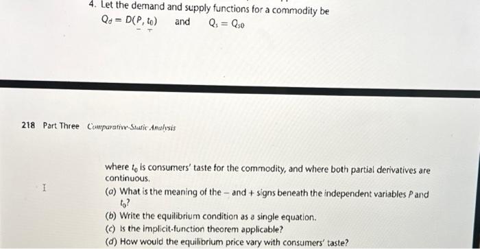 Solved 4. Let the demand and supply functions for a | Chegg.com