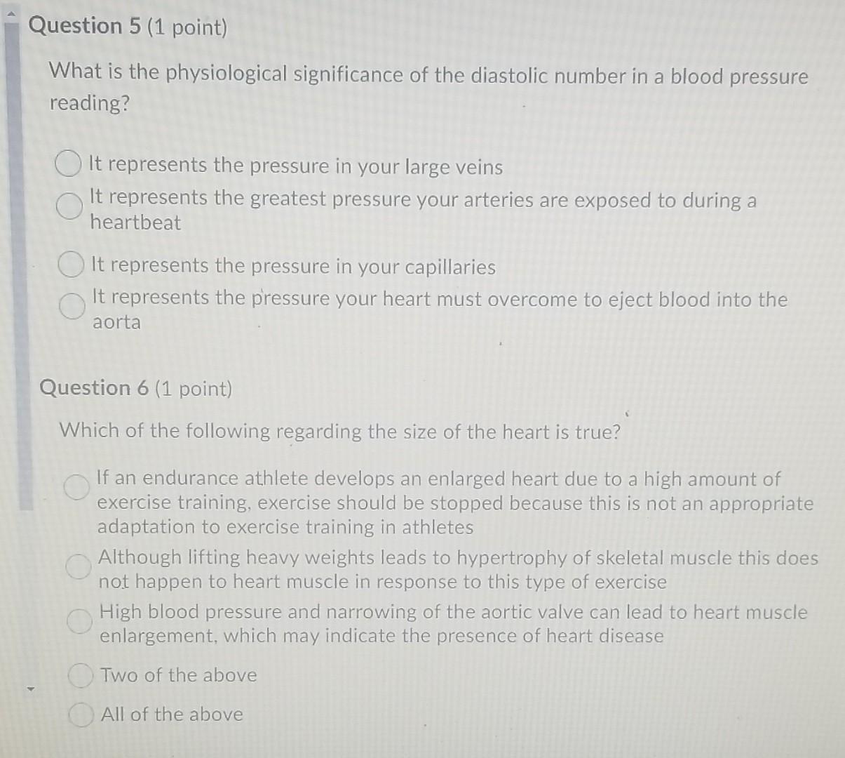 Solved Question 5 1 Point What Is The Physiological