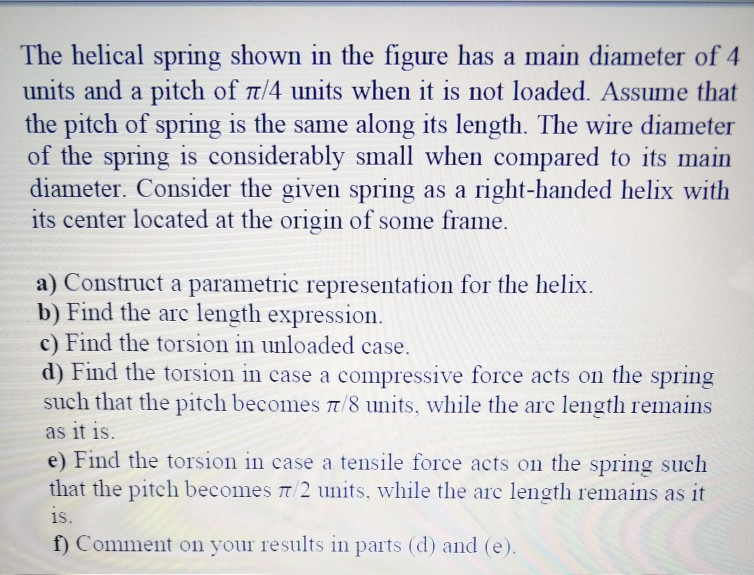 Helical Spring Sample Problem Solved The helical spring shown in the figure has a main | Chegg.com