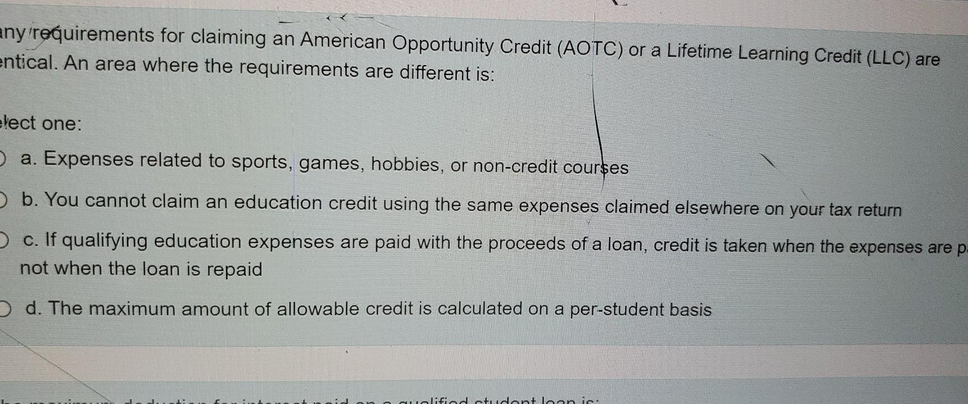 Solved Any Requirements For Claiming An American Opportunity Chegg