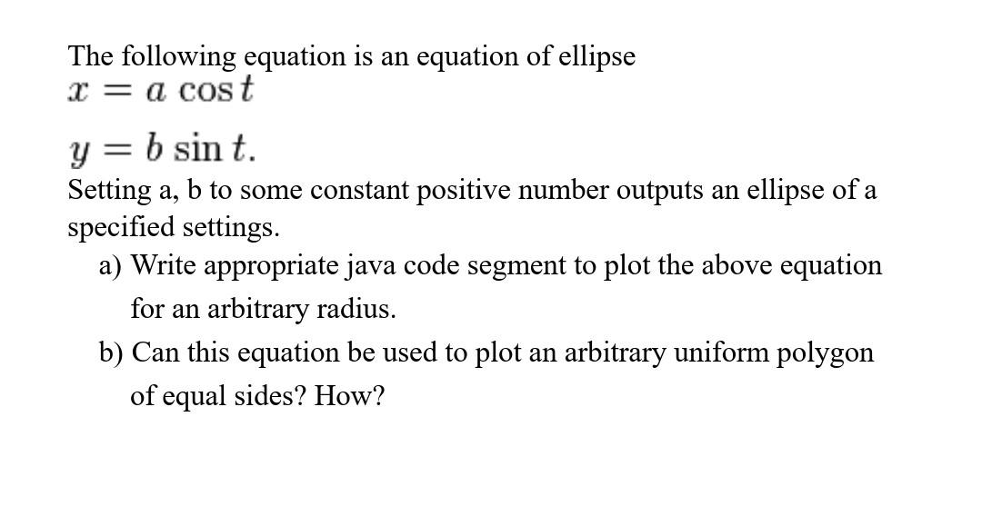 Solved use the following equations of the eclipse to draw a | Chegg.com