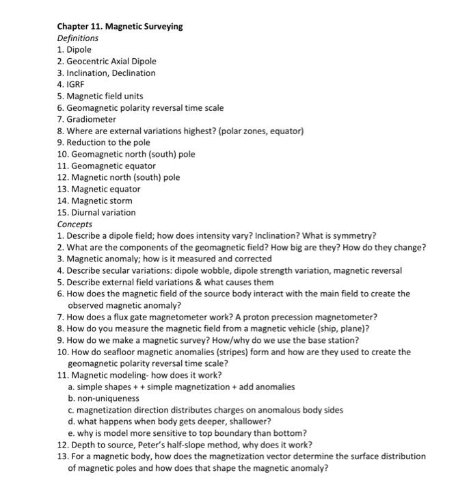 Solved Chapter 10: Paleomagnetism Definitions 1. Magnetic | Chegg.com