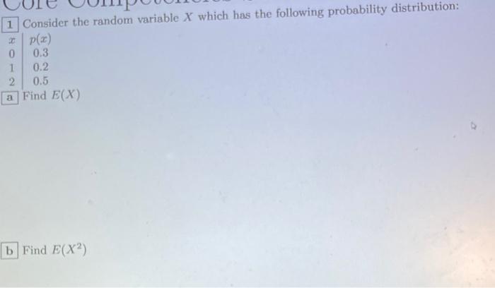 Solved 1 Consider the random variable X which has the | Chegg.com