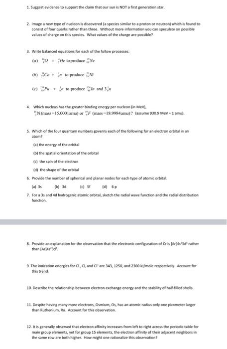 Solved 1. Suggest evidence to support the claim that our sun | Chegg.com